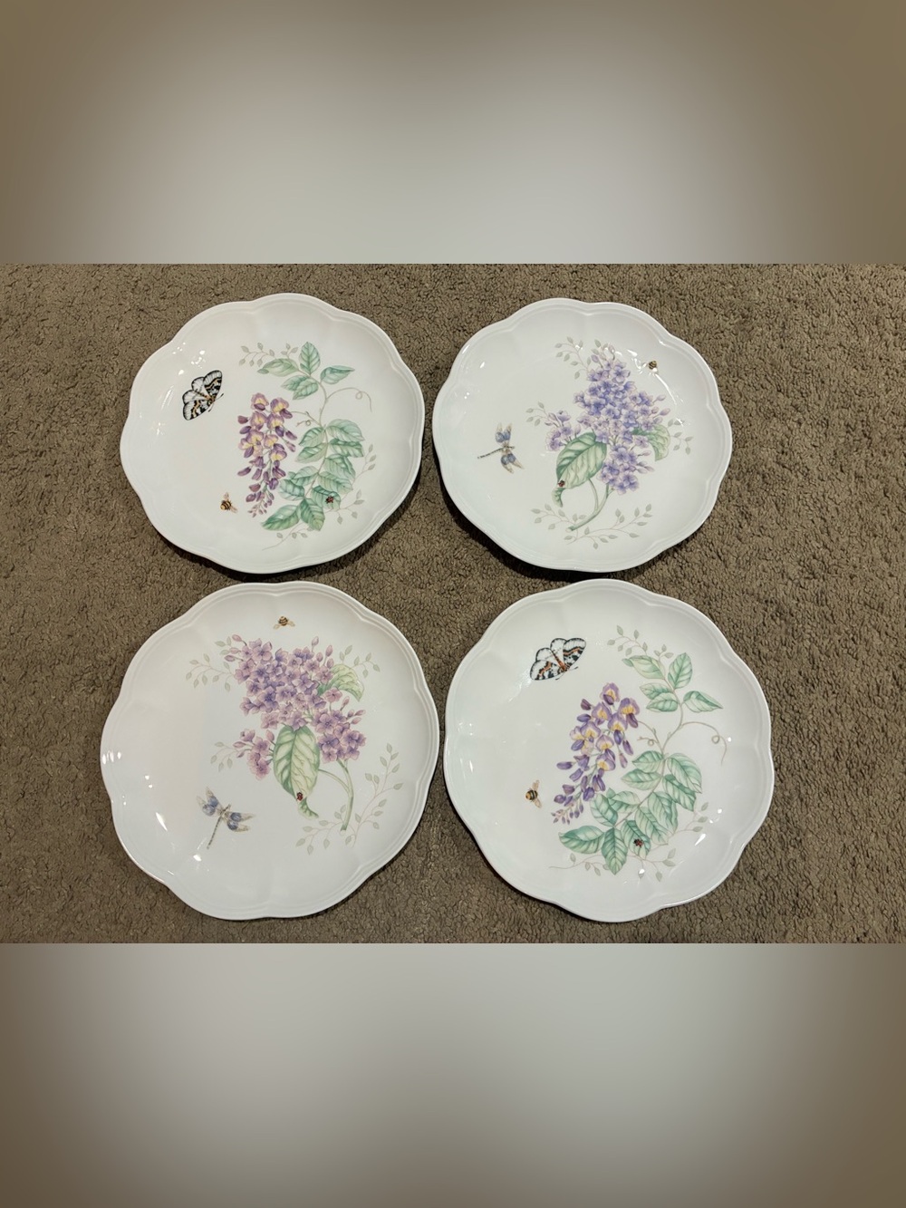 Lenox Butterfly Meadow Luncheon 9” Plates Eastern Tailed Blue Orange Sulphur Set